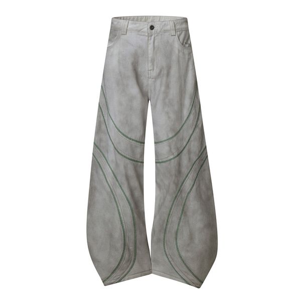 Men's Oversized Trendy Jeans Tie Dye Gradient Line Art Mid Waist Straight Pants Retro High Street Style Clothing_mkmklike.com