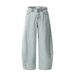 Heavy-duty Washed Scimitar Jeans American Style Loose Wide-leg Men's Light-colored Distressed Banana Pants_mkmklike.com