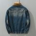 Men's Casual Denim Jacket With Color Block Design - Loose Fit Workwear Style Coat For Spring & Autumn_mkmklike.com