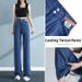 Women's High-Waisted Tencel Denim Jeans Summer Loose Fit Straight Leg Slimming Petite Wide Leg Ice Silk Pants_mkmklike.com