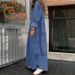 ELLE ELLE 2024 In Stock New Spring Denim Solid Color Elegant Commuter Bohemian Loose Plus Size Long Dress_mkmklike.com