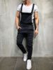 Men's Clothing Fashion Men's Strappy Denim Rompers Ripped Jeans Trousers Trendy Pop Work Clothes_mkmklike.com