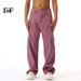 EF JEANS | 2024 New Vintage Simple Large Pocket Color Semi-elastic Waist Overalls Fresh Purple Jeans_mkmklike.com