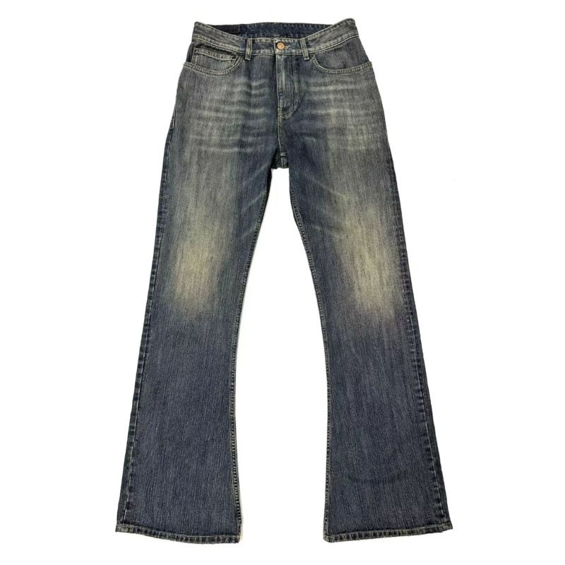 Unisex Straight-Leg Jeans With Textured Washed Rust Finish - Slim Fit Stretch Denim, Low-Rise Zip Fly, S-3XL_mkmklike.com