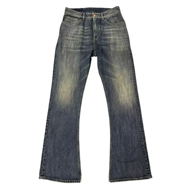 Unisex Straight-Leg Jeans With Textured Washed Rust Finish - Slim Fit Stretch Denim, Low-Rise Zip Fly, S-3XL_mkmklike.com