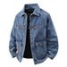 Men's Clothing Autumn Large Pocket Workwear Denim Jacket Men's Loose Casual Fashion Tops 2025 New Cross Border Trend Jacket_mkmklike.com