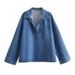 K Women's Fashion Denim Jacket; Elastic Waist Long Pants; Casual Denim Suit._mkmklike.com