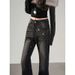 In-stock Foreign Trade Cross-border Vintage Rhinestone Flared Jeans For Women, 2026 New Model, High-waisted, Stretchy,_mkmklike.com