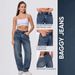 Classic Washed Blue Women's Jeans - Mid-Rise, Relaxed Fit, Cotton Blend (25-32 Size Range)_mkmklike.com