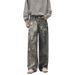 XXBRO Men's High Street Digital Print Jeans - Relaxed Straight Leg Denim Pants With AC Panel Construction & Vintage Wash (S-2XL, Mid-Rise, Streetwear)_mkmklike.com