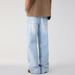 LKTM Men's Glacier Blue Straight Leg Jeans Summer Style Unisex Cleanfit Simple Couple Pants_mkmklike.com