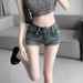 High-Waisted Retro Blue Denim Shorts for Women Sexy Tight Slimming A-Line Hot Pants American Trendy New Summer Style_mkmklike.com