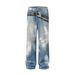 Men's Clothing High Street Three Dimensional Cutting Washed Wide Leg Digital Printing Pattern Overalls Jeans_mkmklike.com