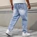 Men's Clothing Straight Leg Non-Stretch Light Blue Bicycle Style Classic Fit With Modern Appeal Ripped And Distressed Denim Jeans_mkmklike.com