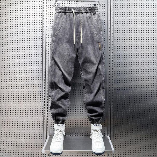 Men's Casual Jogger Jeans – Relaxed Fit Workwear Pants With Adjustable Drawstring Waist & Tapered Cuff (All-Season Comfort)_mkmklike.com