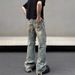 Ripped Jeans Men's Spring New American Retro Washed Old Ruffian Handsome High Street Loose Straight Pants_mkmklike.com