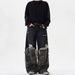 2025 Ripped Old Retro Street Trendy Jeans Men's And Women's American Trendy Brand Denim Splicing Camouflage Washed Long Pants_mkmklike.com