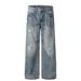 Punk Wasteland Style Ripped Dirty Jeans Men's Trendy High Street Washed Vintage Loose Wide-Leg Straight Long Pants_mkmklike.com