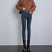 High Waist Fleece-Lined Jeans For Women - Winter Warm Stretch Skinny Pants With Vintage Wash (Blue Grey & Retro, Regular & Cropped Length)_mkmklike.com
