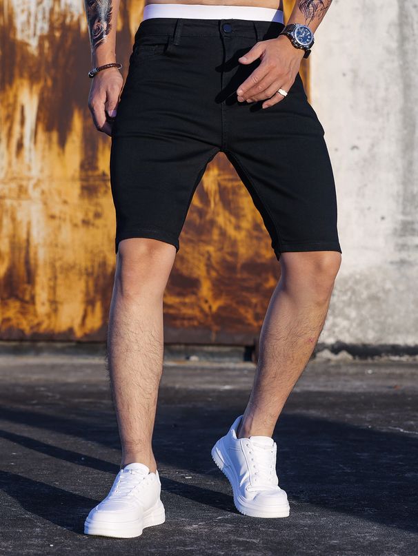 Men's Slim Fit Denim Shorts Classic American Style Stretch Cotton Casual Streetwear Mid-Length Shorts_mkmklike.com
