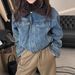 Retro Denim Jacket For Women - Cotton Lined, Warm & Versatile, Loose Fit, Casual Chic Denim Jacket_mkmklike.com
