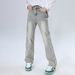 Men's 2026 American Style Washed Distressed High Street Loose Straight Leg Jeans Yellow Mud Dye Trendy New Style_mkmklike.com