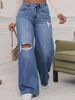 High Waist Wide Leg Jeans For Women – Distressed Denim Pants (90% Cotton, Spring Summer Casual, Relaxed Fit, Comfortable Stretch)_mkmklike.com