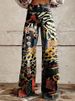 Ladies Eye‑Catching Y2k Flare Bottoms, Vintage Washed Star All‑Over Print High Waist Wide Leg Pants, Multiple Available Hues_mkmklike.com