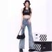 2025 Spring And Autumn New Vintage Washed Distressed Butterfly Embroidery Versatile Design Slightly Flared Denim Pants_mkmklike.com