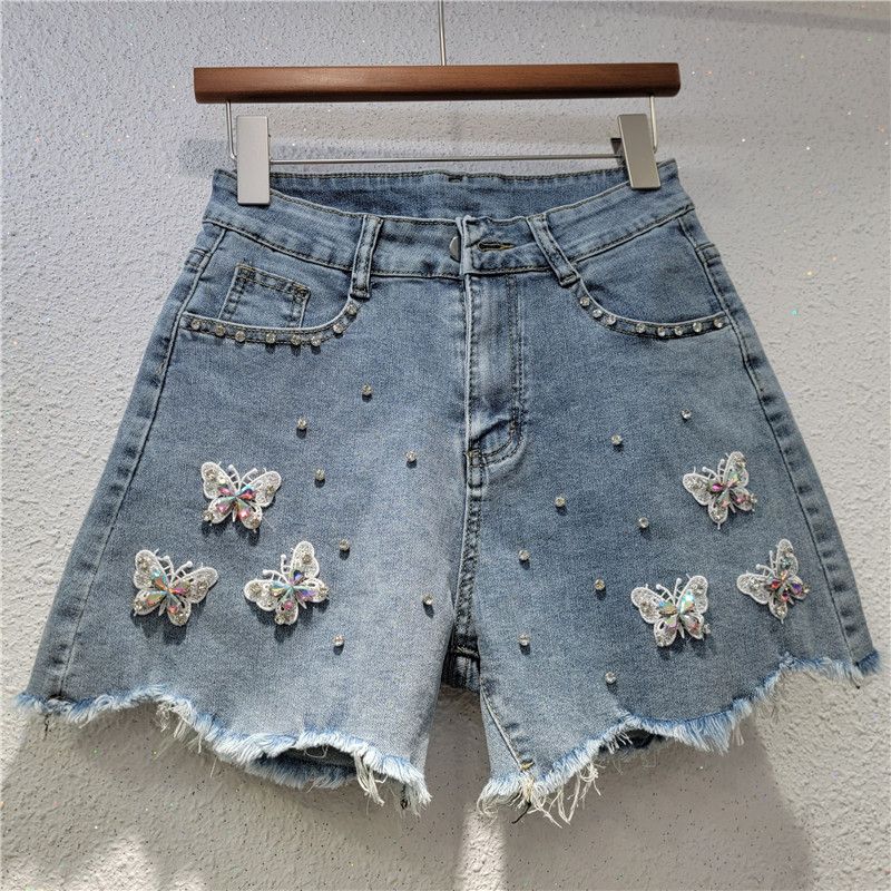 2025 Summer New Versatile Design Hot Pants High Waist Slim Three Dimensional Flower Stickers Ins Denim Shorts For Women_mkmklike.com