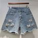 2025 Summer New Versatile Design Hot Pants High Waist Slim Three Dimensional Flower Stickers Ins Denim Shorts For Women_mkmklike.com