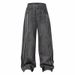 Men's Clothing Fashion Brand Tailoring Raw Edge Bar Design Washed Old Holes Worn White Wide Leg High Street Trend Men's Jeans_mkmklike.com