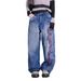 Cross-border Women's Clothing, American-style Y2K Spicy Girl Embroidered Design Jeans, Loose-fitting Floor-length Pants,_mkmklike.com