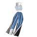 Women's Clothing Fashion Retro Sleeveless Short Denim Splicing Top Wide Leg Trousers Contrast Color Two Piece Suit_mkmklike.com