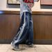 Men's Three Stripe Straight Leg Jeans High Street Style Loose Fit Sports Trousers Autumn Wide Leg Casual Denim_mkmklike.com