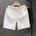 Men's American Style Denim Shorts Trendy Patterned Embroidered Print Loose Fit Elastic Waist Five Point Casual Style_mkmklike.com