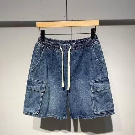 Men's Clothing workwear functional elastic waist denim shorts men's shorts summer new casual loose mid-length pants_mkmklike.com