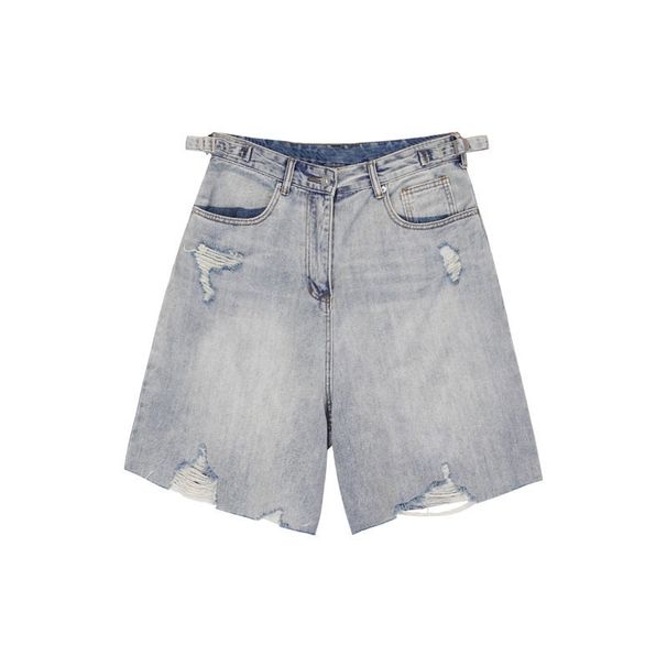 Men's Retro Washed Distressed Denim Shorts Summer Trendy Loose Wide Leg Casual Five Point Pants_mkmklike.com
