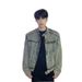 American Style Vintage Washed Shoulder Padded Denim With Men's Design Sense, Street Clean Fit Jacket_mkmklike.com