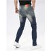 Men's Slim-Fit Stretch Jeans – Distressed Ripped Denim Pants With Multi-Process Washed Effect (S-2XL, Mid-Rise, Vintage Blue)_mkmklike.com