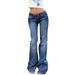 Women's Clothing Denim Flared Pants Slim Casual High Waist Washed Denim_mkmklike.com