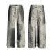 Men's Clothing Python Pattern Dirty Dye Personality Washed Raw Edge Jeans Straight Leg Pants_mkmklike.com