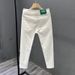 Men's White Pants Men's Trendy Youth Simple Casual Jeans Style Slim-Fitting Straight Elastic Trousers _mkmklike.com