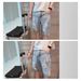 Men's Trendy Ripped Denim Shorts Loose Fit plus Size Straight Leg Casual Summer Thin Mid-Length Riding Breeches_mkmklike.com