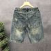 American Retro Denim Shorts Men's Trendy Brand Ruffian Handsome Five-point Pants 2025 Summer New Men's Loose Straight Pants_mkmklike.com