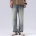 New Four Seasons Versatile Jeans For Men, American Style Micro Bottom Wide Leg Jeans For Men, Loose Yellow Mud Retro Fat Jeans For Men_mkmklike.com