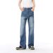 Men's Washed Flared Jeans – Lightning Crack Distressed, Loose Straight Wide Leg (Blue, S-XXL)_mkmklike.com