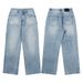 LKTM Men's Wear # American Washed Ice Blue Jeans For Men, With A Sense Of Luxury, Simple Versatile, Loose And Ripped 67F_mkmklike.com