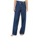 High-Waist Straight Leg Jeans For Women - Comfortable Cotton Denim Pants With Asymmetric Design, Streetwear Style (Dark Blue, Light Blue, Dark Gray)_mkmklike.com