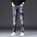 25 New Men's Clothing Distressed Patch Hip-Hop Street Style Cool Straight Leg Wild Heavy-Duty Jeans For Men_mkmklike.com